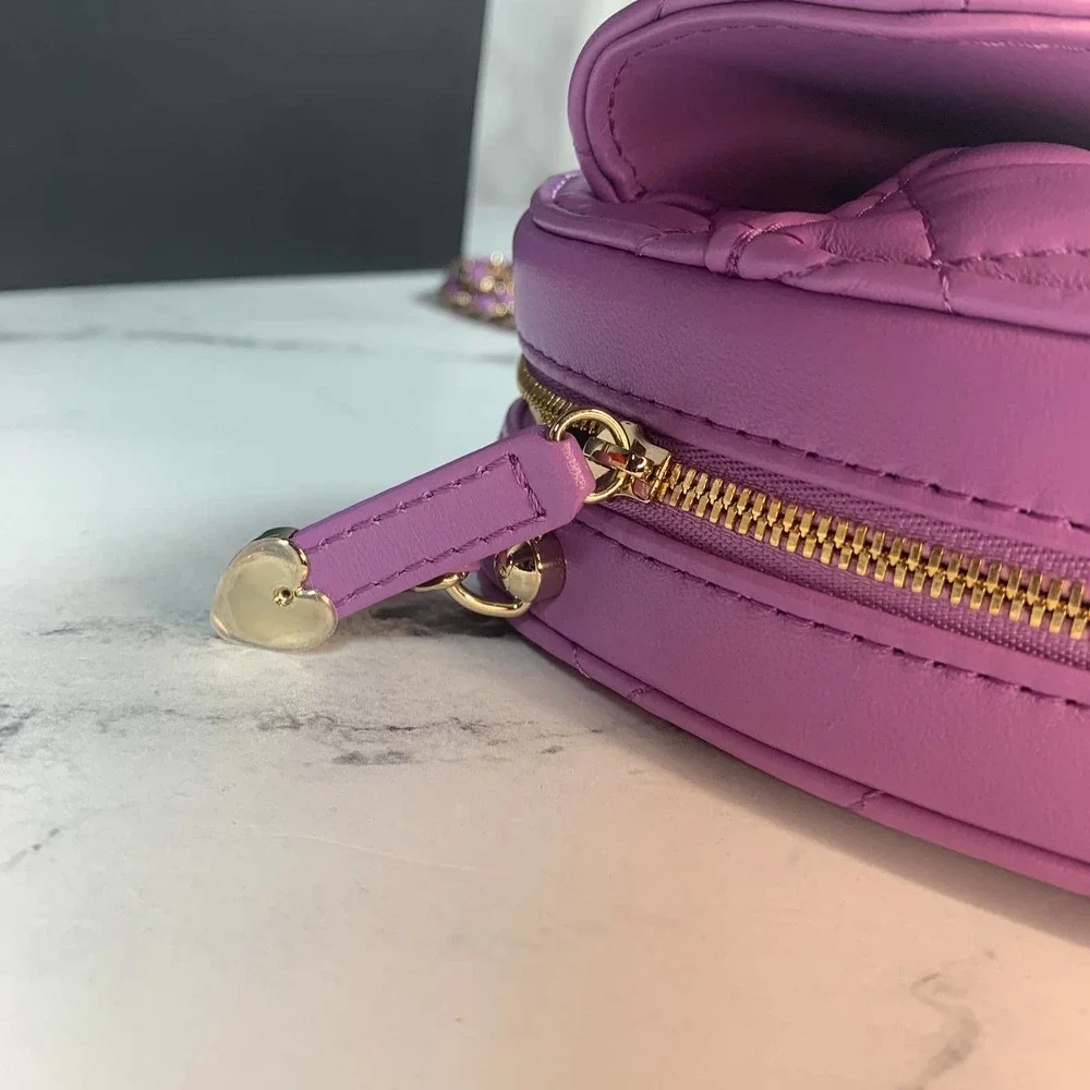 Chanel Purple Heart Bag large 22S CC Lambskin Leather Crossbody Authentic NEW - Picture 13 of 15